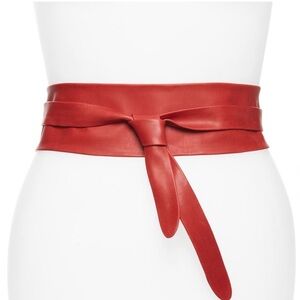 ADA RED LEATHER WRAP BELT OS NWT